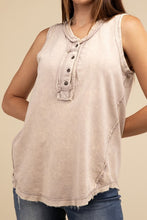 Load image into Gallery viewer, Olivia: Half-Button Raw Edge Sleeveless  Top