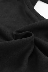 Black Acid Wash V-shape Open Back Sweatshirt