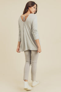 Grey Knit Picot Edging Top