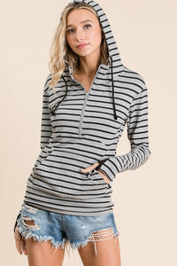 Stripe Half Zip Hoodie