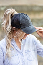 Load image into Gallery viewer, Distressed Messy Bun Hat Cap