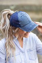 Load image into Gallery viewer, Distressed Messy Bun Hat Cap