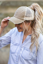 Load image into Gallery viewer, Distressed Messy Bun Hat Cap