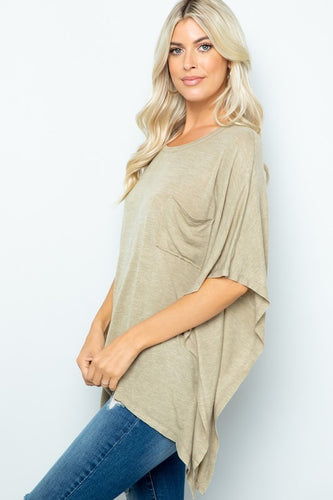 Olive Box Poncho Top