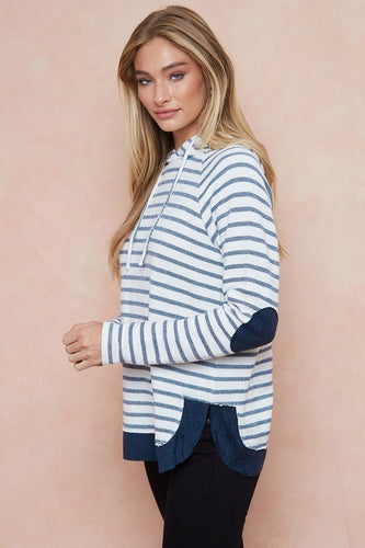 Navy Striped Hoodie