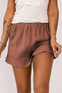 Casual High Waist Pocketed Ruffle Shorts