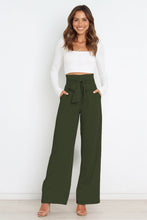 Load image into Gallery viewer, Tie Front Paperbag Wide Leg Pants