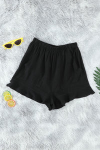 Casual High Waist Pocketed Ruffle Shorts