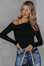 Load image into Gallery viewer, Asymmetrical Neck Long Sleeve Top