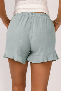 Casual High Waist Pocketed Ruffle Shorts