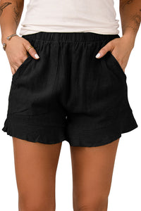 Casual High Waist Pocketed Ruffle Shorts