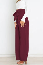 Load image into Gallery viewer, Tie Front Paperbag Wide Leg Pants