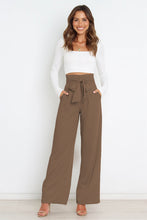 Load image into Gallery viewer, Tie Front Paperbag Wide Leg Pants