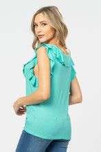 Load image into Gallery viewer, Seagrass Ruffled Neckline V Neck Top