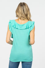 Load image into Gallery viewer, Seagrass Ruffled Neckline V Neck Top