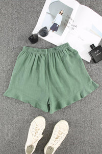 Casual High Waist Pocketed Ruffle Shorts