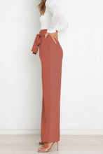 Load image into Gallery viewer, Tie Front Paperbag Wide Leg Pants