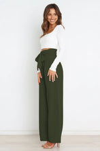 Load image into Gallery viewer, Tie Front Paperbag Wide Leg Pants