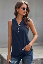 Load image into Gallery viewer, Ribbed Buttoned V-neck Tank