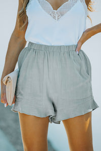 Casual High Waist Pocketed Ruffle Shorts